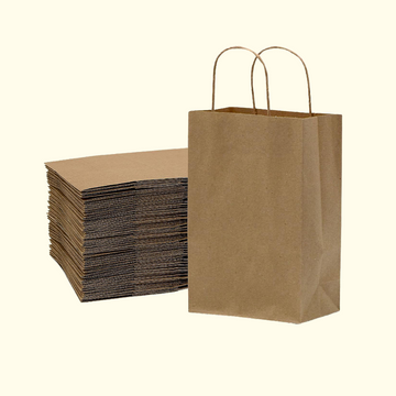 Shopping Bags 8" x 4.75" x 10.25" Kraft Case 250