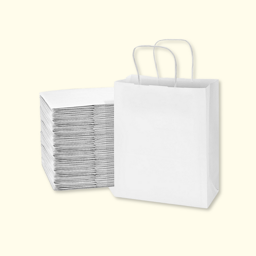 Shopping Bags - White 10'' X 5'' X 13''