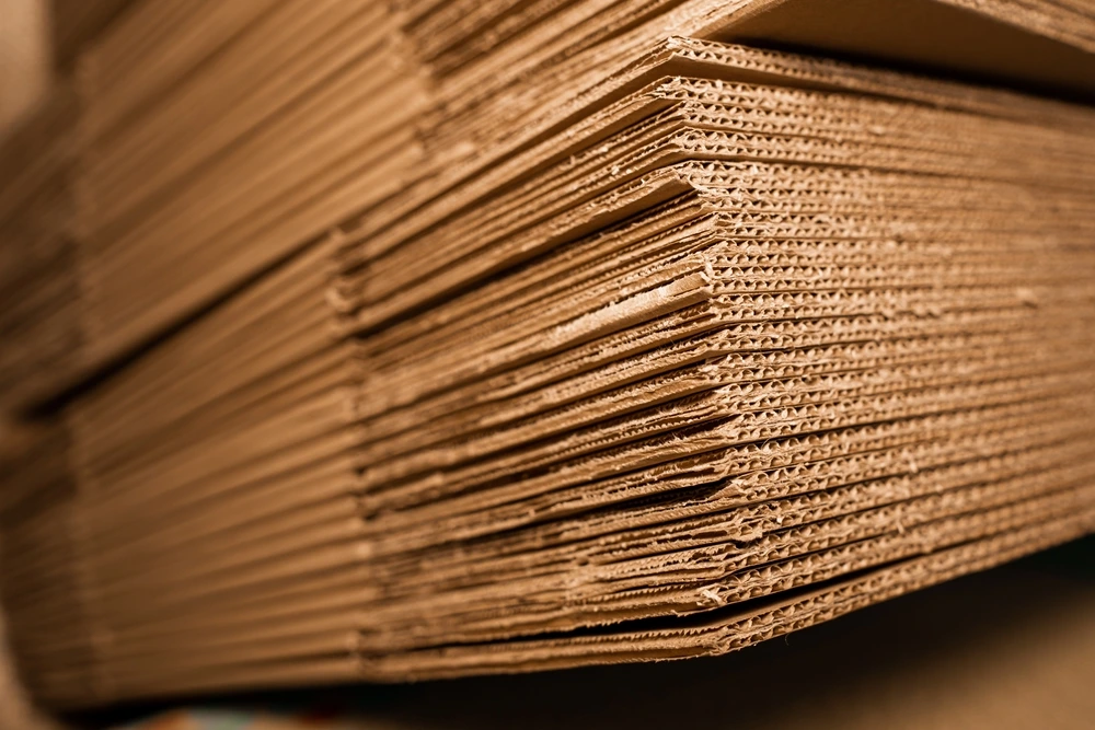 A stack of bulk corrugated boxes.